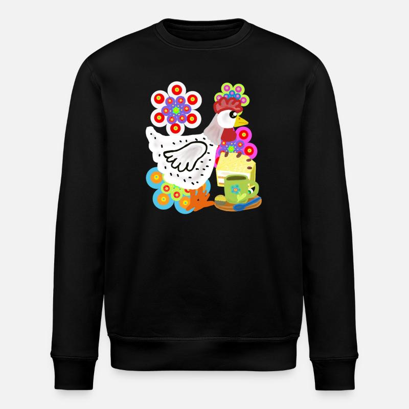  Henne  Kuchen Kaffeepause Kaffee Huhn - Stanley/Stella Unisex Bio-Sweatshirt ROLLER - Schwarz