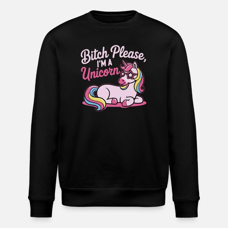 Einhorn Spruch Motiv B*tch please - Stanley/Stella Unisex Bio-Sweatshirt ROLLER - Schwarz