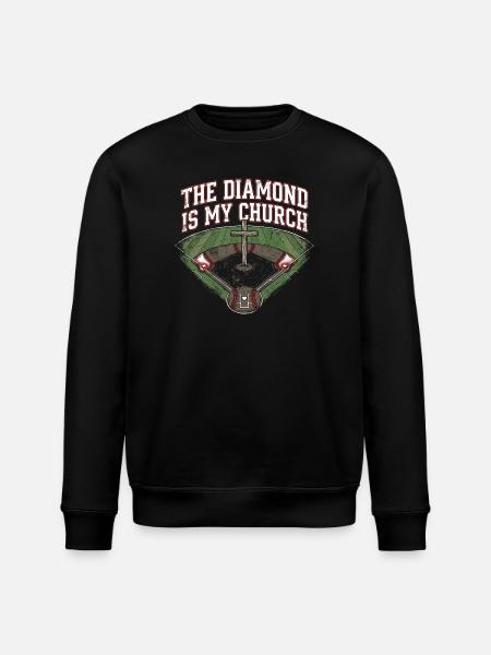 The Diamond Is My Church Christian Baseball - Stanley/Stella ROLLER Unisex Organic Sweatshirt - black