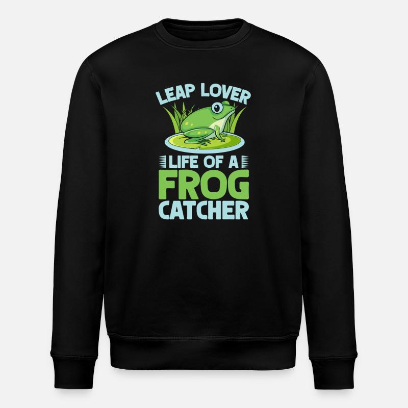 Frog Catcher Leap Lover Frog - Stanley/Stella ROLLER Unisex Organic Sweatshirt - black