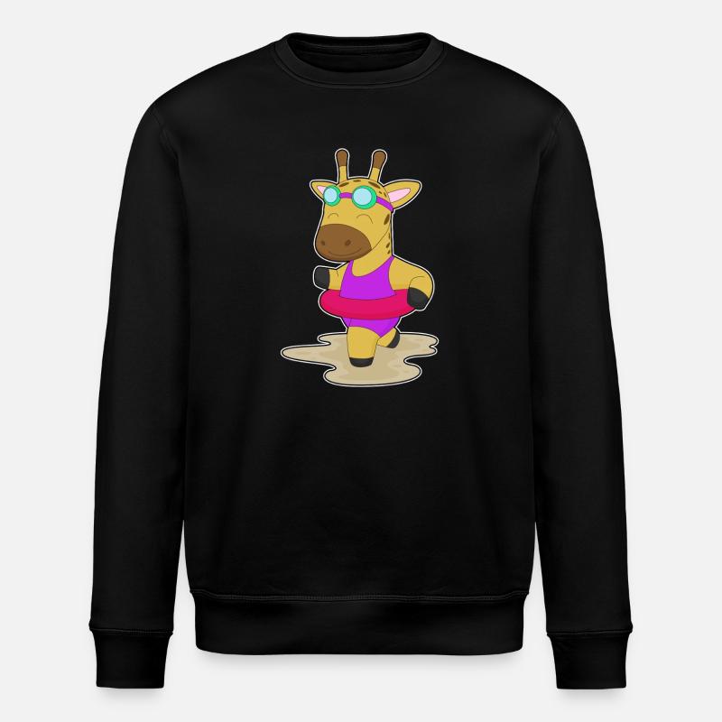 Giraffe Swimming Swim Ring Summer - Stanley/Stella ROLLER Unisex Organic Sweatshirt - black