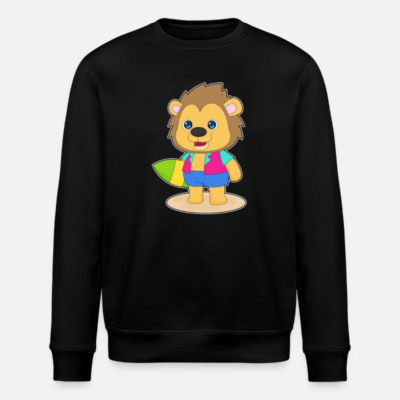 Löwe Surfen Surfbrett Sommer - Stanley/Stella Unisex Bio-Sweatshirt ROLLER - Schwarz