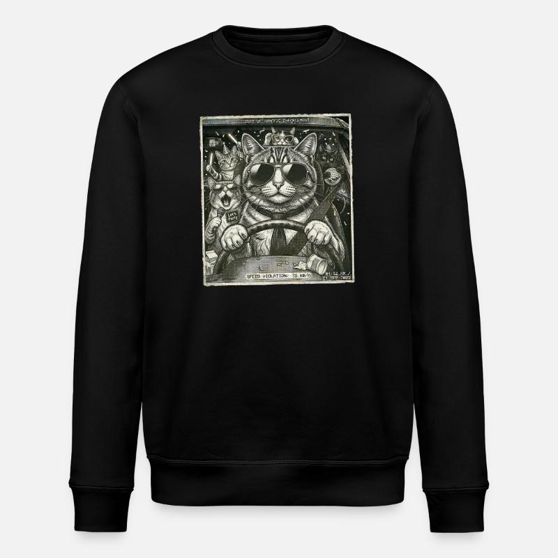 Katze Geblitzt - Stanley/Stella Unisex Bio-Sweatshirt ROLLER - Schwarz