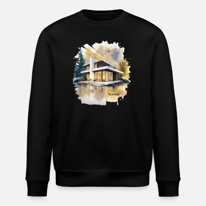 Aquarell-Moderne Villa - Stanley/Stella Unisex Bio-Sweatshirt ROLLER - Schwarz