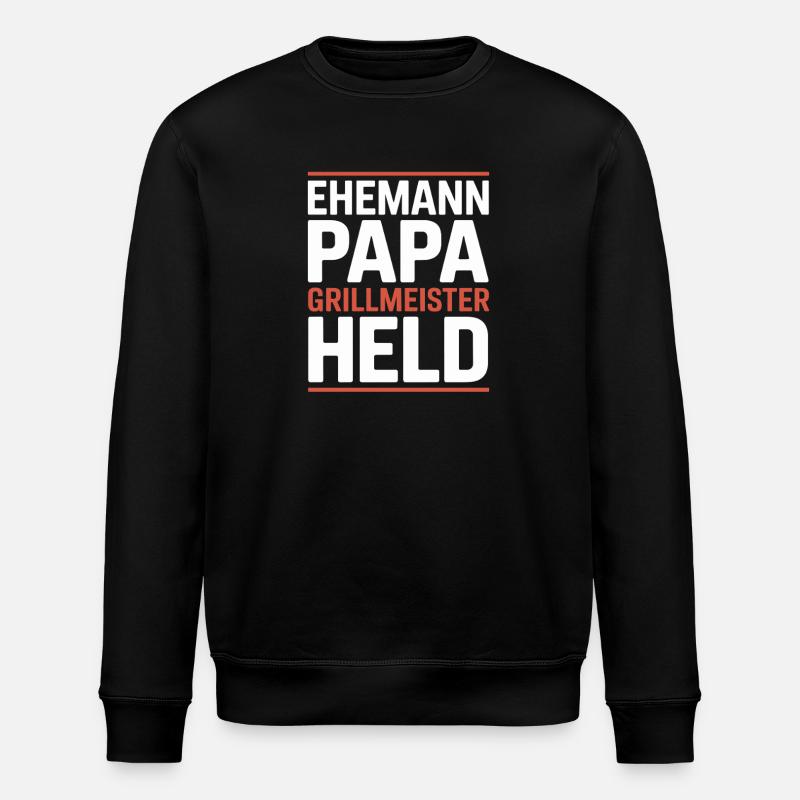 Husband Dad Grill Master Hero - Stanley/Stella ROLLER Unisex Organic Sweatshirt - black