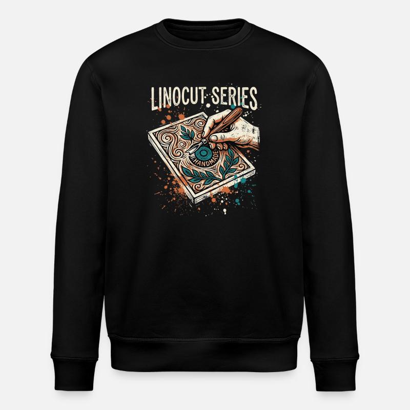 Linocut Series - Stanley/Stella Unisex Bio-Sweatshirt ROLLER - Schwarz