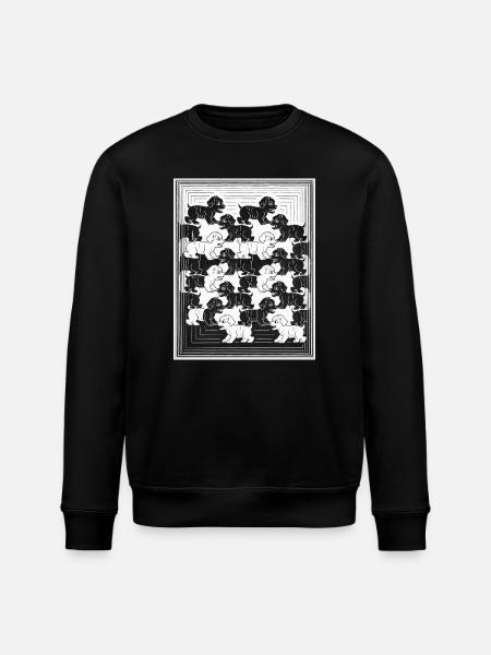 Dachshund Puppies in Monochrome Pattern - Stanley/Stella ROLLER Unisex Organic Sweatshirt - black