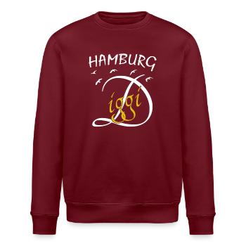 Hamburg Hafenkunst Anker Hamburg Diggi - Stanley/Stella Unisex Bio-Sweatshirt ROLLER - Burgunderrot - Vorne - Nik (191cm)