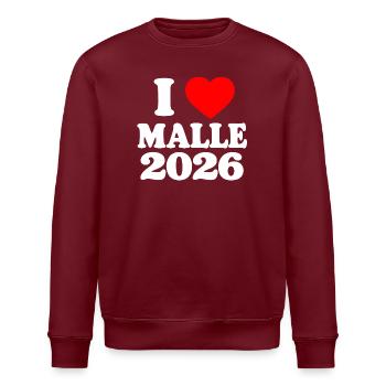 I love Malle 2026 - Stanley/Stella Unisex Bio-Sweatshirt ROLLER - Burgunderrot - Vorne - Nik (191cm)