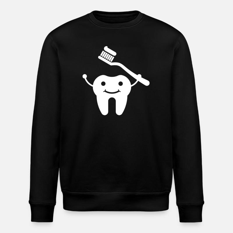 Tooth with toothbrush - Stanley/Stella ROLLER Unisex Organic Sweatshirt - black