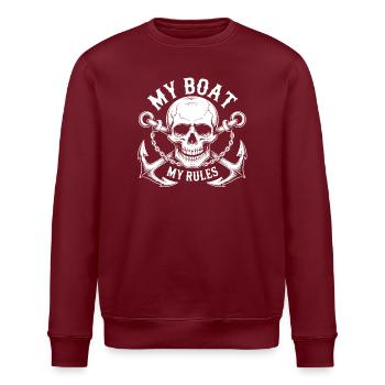 Mein Boot meine Regeln - Schädel Nautik Motiv - Stanley/Stella Unisex Bio-Sweatshirt ROLLER - Burgunderrot - Vorne - Nik (191cm)