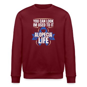 Alopecia Awareness Alopecia Areata Hair Loss - Stanley/Stella ROLLER Unisex Organic Sweatshirt - burgundy - Front - Nik (191cm)
