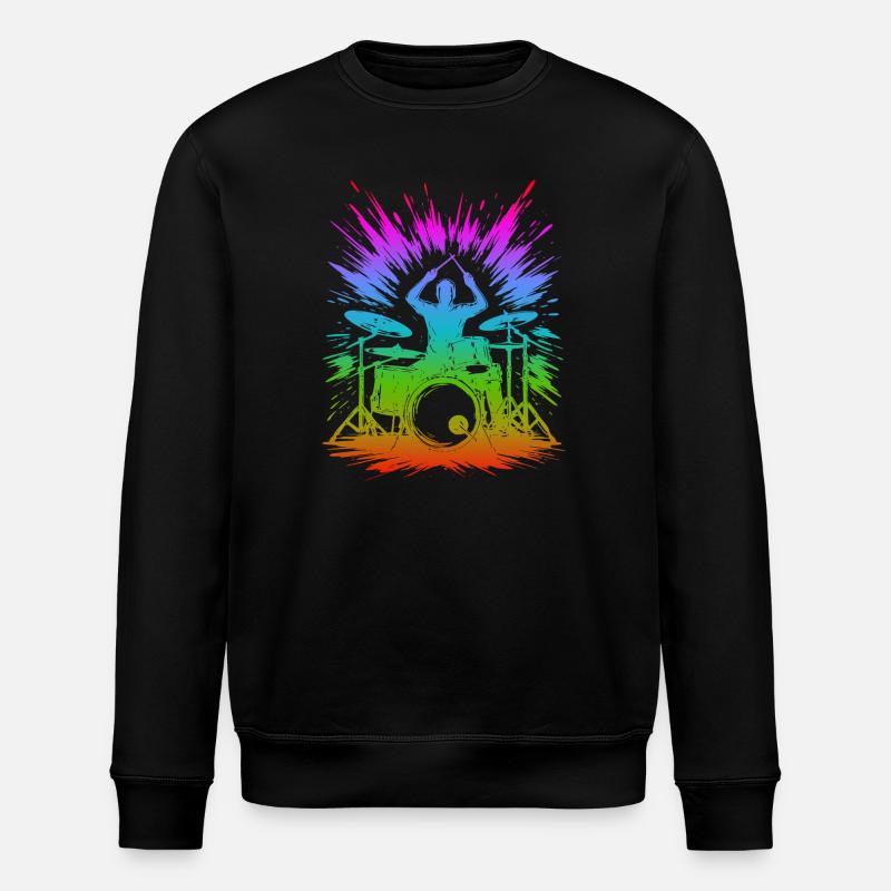 Rainbow Drum Splash - Stanley/Stella ROLLER Unisex Organic Sweatshirt - black