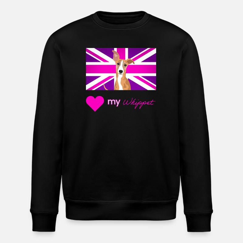 PURPLEWHIPPET (Pink text, Vibrant) - Stanley/Stella ROLLER Unisex Organic Sweatshirt - black