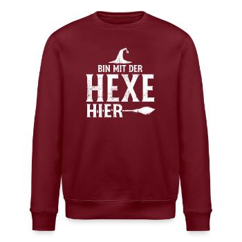 Hexenfreundin Tee mit Hexenhut - Stanley/Stella Unisex Bio-Sweatshirt ROLLER - Burgunderrot - Vorne - Nik (191cm)