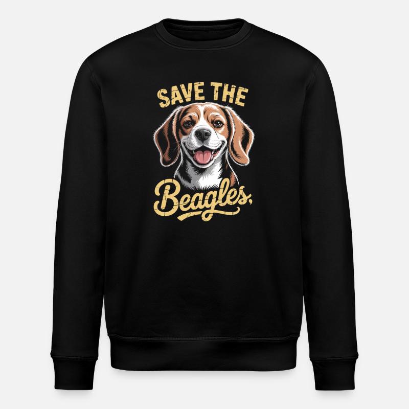 Save the Beagles Illustration - Stanley/Stella ROLLER Unisex Organic Sweatshirt - black
