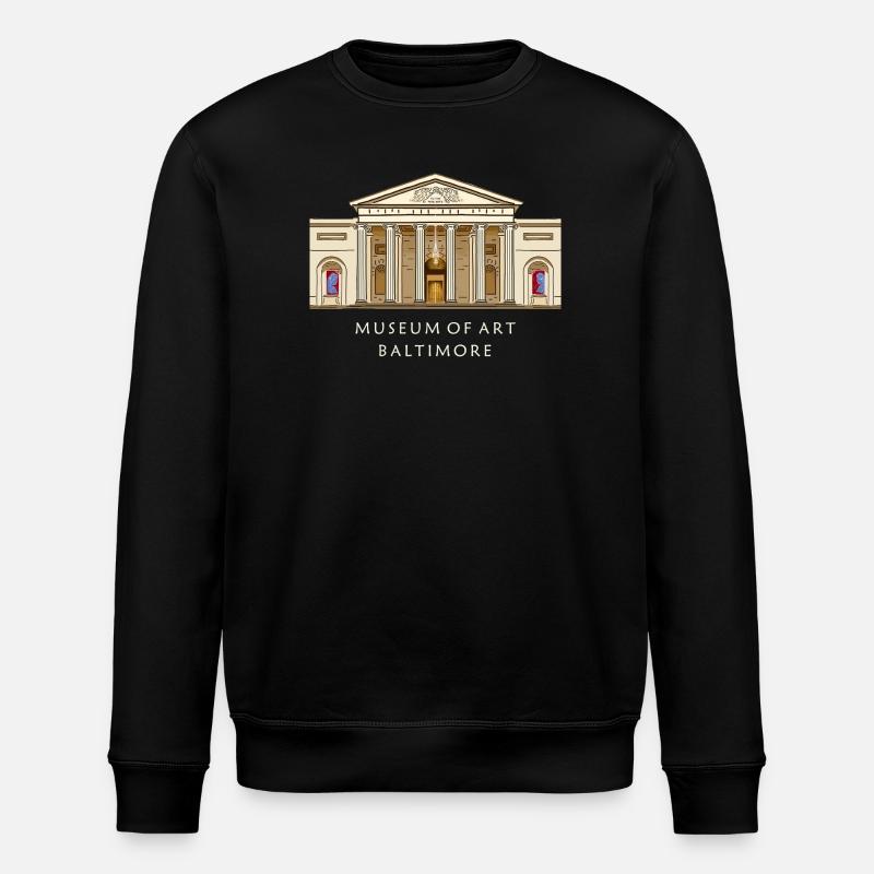 Baltimore Museum, handgezeichnete Illustration - Stanley/Stella Unisex Bio-Sweatshirt ROLLER - Schwarz