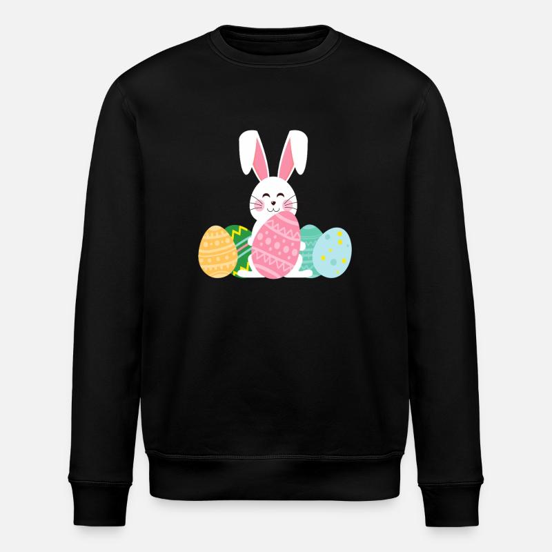 Pastell-Osterhase mit Eiern - Stanley/Stella Unisex Bio-Sweatshirt ROLLER - Schwarz