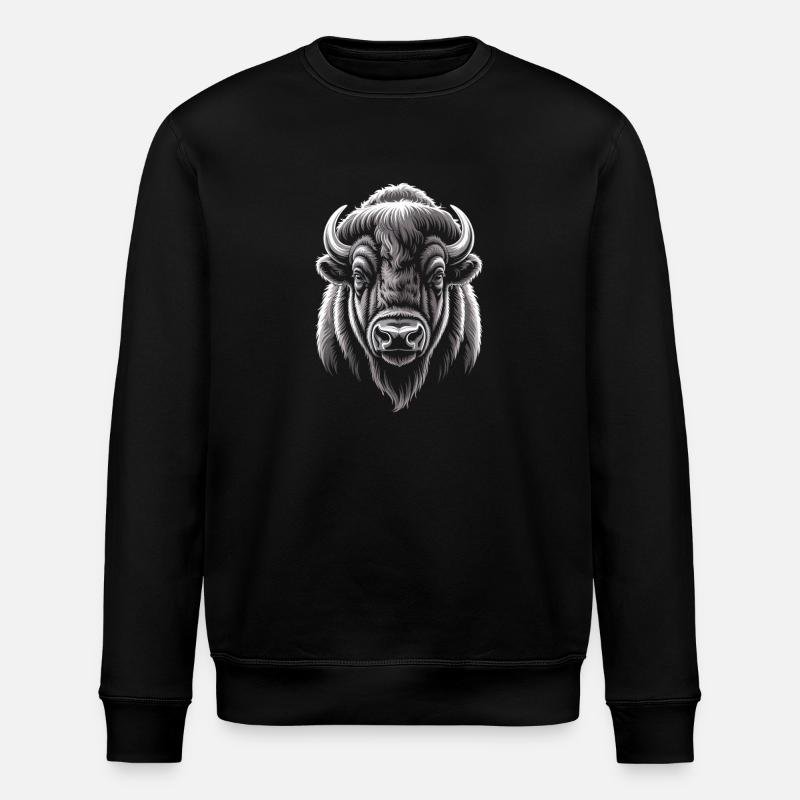 Illustration de la tête de buffle - Sweat bio ROLLER Stanley/Stella Unisexe - noir