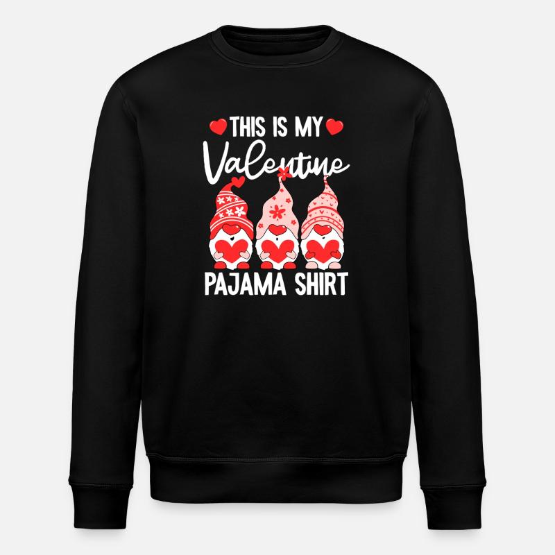 Valentine Gnome Pyjama-Hemd - Stanley/Stella Unisex Bio-Sweatshirt ROLLER - Schwarz
