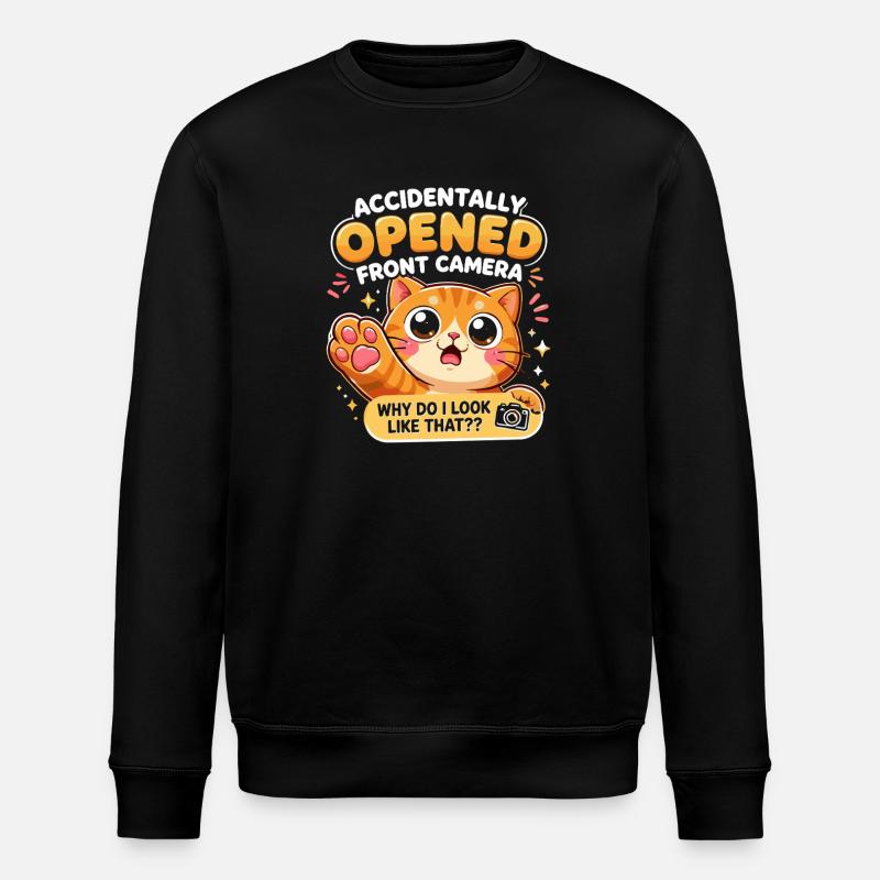 Chat caméra frontale ouvert accidentellement - Sweat bio ROLLER Stanley/Stella Unisexe - noir
