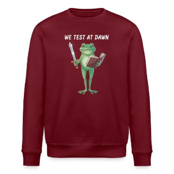 Dawn Quest Frog Sword and Scroll - Stanley/Stella ROLLER Unisex Organic Sweatshirt - burgundy - Front - Nik (191cm)