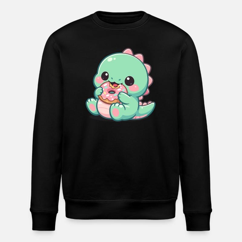 Little dino snacking donut - Stanley/Stella ROLLER Unisex Organic Sweatshirt - black
