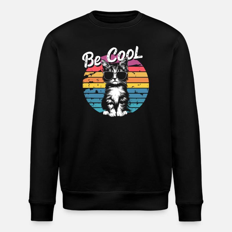 Be Cool Retro-Katzen-Sonnenbrille - Stanley/Stella Unisex Bio-Sweatshirt ROLLER - Schwarz