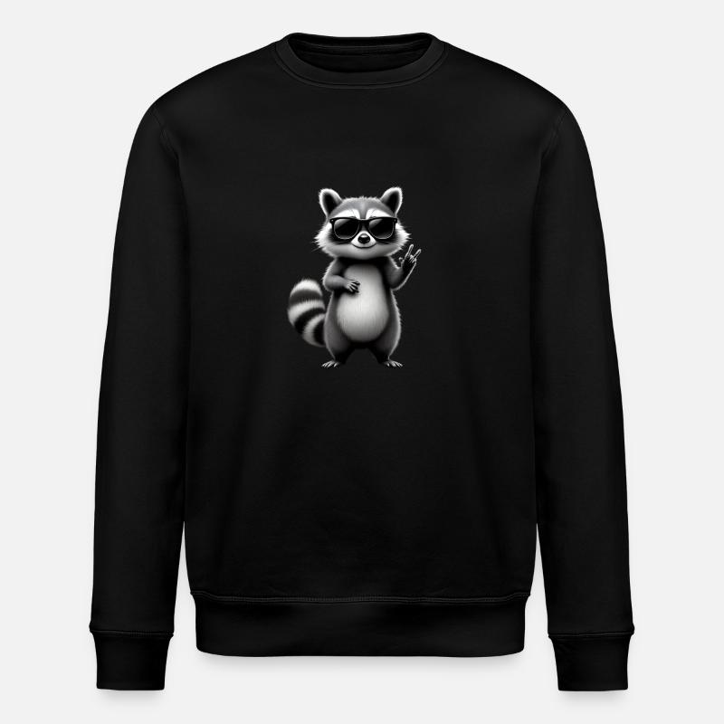 Waschbär mit Sonnenbrille - Stanley/Stella Unisex Bio-Sweatshirt ROLLER - Schwarz