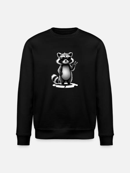 Raccoon with sunglasses - Stanley/Stella ROLLER Unisex Organic Sweatshirt - black