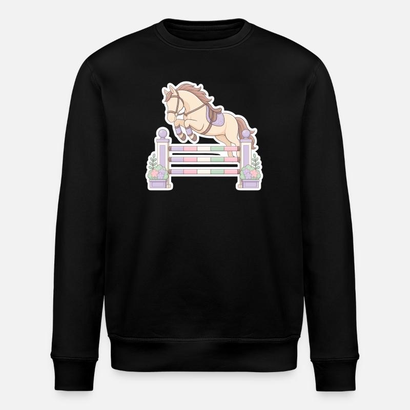 Pastellpferd beim Hindernis-Sprung - Stanley/Stella Unisex Bio-Sweatshirt ROLLER - Schwarz