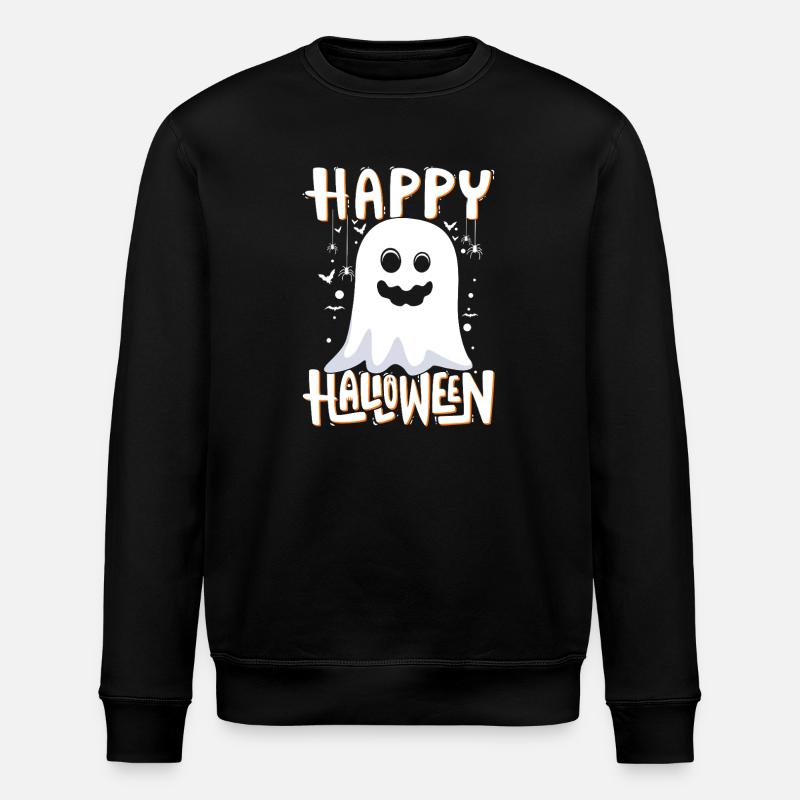 Happy Halloween Ghost Illustration - Stanley/Stella ROLLER Unisex Organic Sweatshirt - black