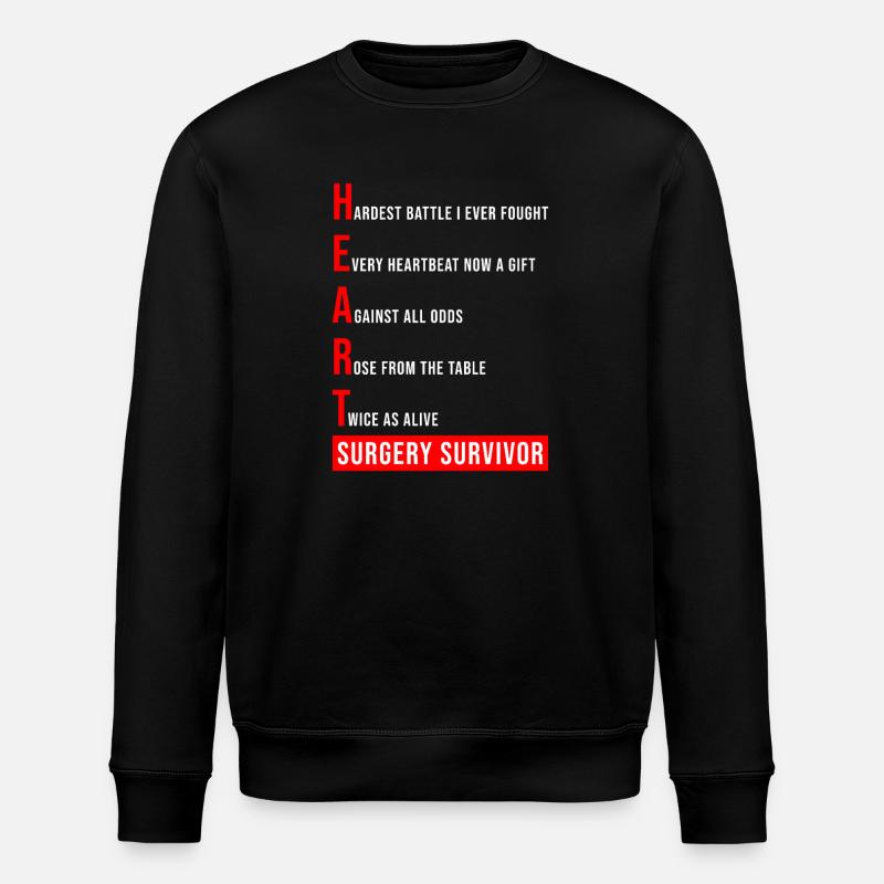 I Survived Open Heart Surgery - Stanley/Stella ROLLER Unisex Organic Sweatshirt - black