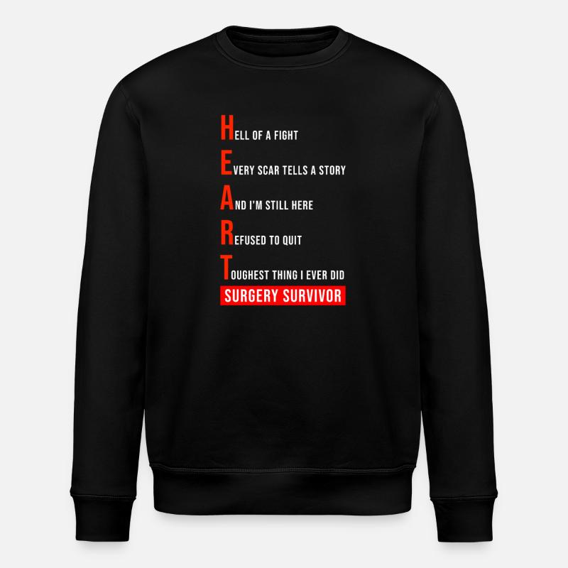 I Survived Open Heart Surgery - Stanley/Stella ROLLER Unisex Organic Sweatshirt - black