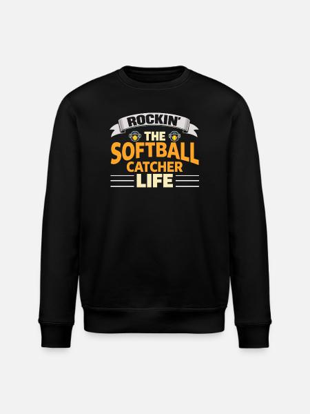 Rockin The Softball Catcher Life Player - Stanley/Stella ROLLER Unisex Organic Sweatshirt - black