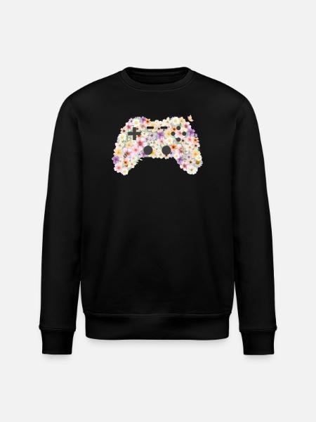 Floral Gamepad: Blütenkunst Controller - Stanley/Stella Unisex Bio-Sweatshirt ROLLER - Schwarz