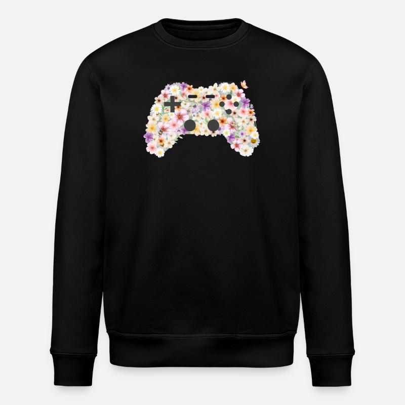 Floral Gamepad: Blütenkunst Controller - Stanley/Stella Unisex Bio-Sweatshirt ROLLER - Schwarz