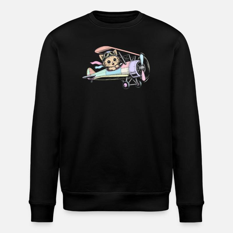 airplane - Stanley/Stella ROLLER Unisex Organic Sweatshirt - black