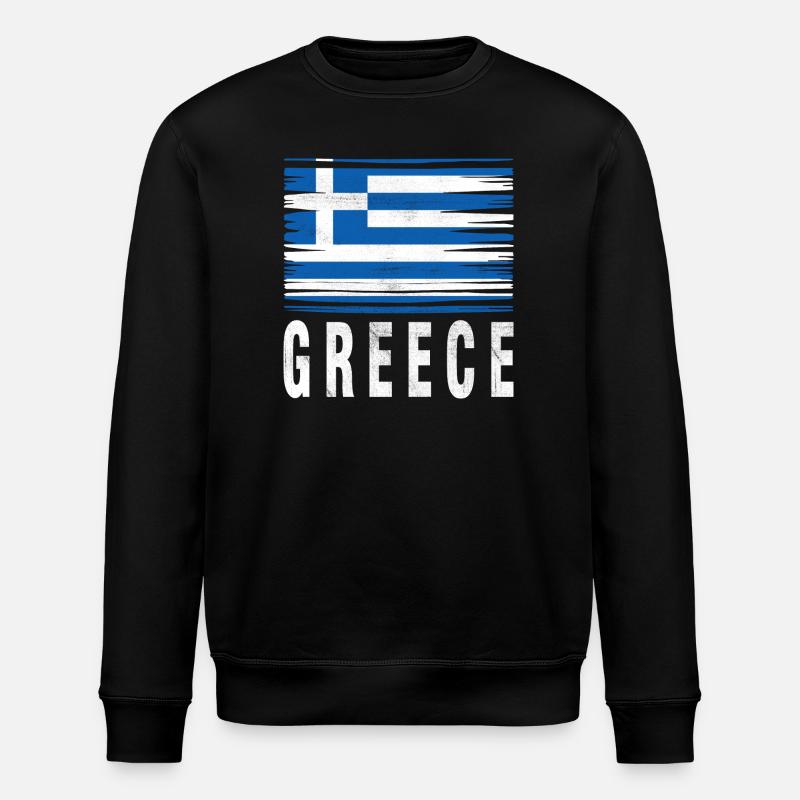 Brushstroke Flag Greece - Stanley/Stella ROLLER Unisex Organic Sweatshirt - black