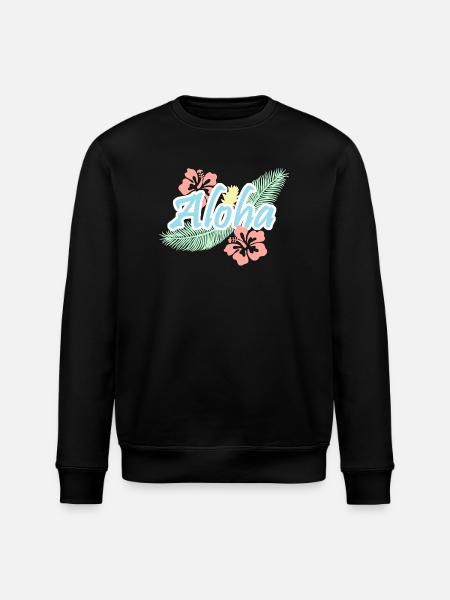 Aloha Tropical Summer Flowers - Stanley/Stella ROLLER Unisex Organic Sweatshirt - black