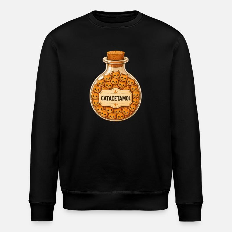Bouteille de catacétamol de chats - Sweat bio ROLLER Stanley/Stella Unisexe - noir