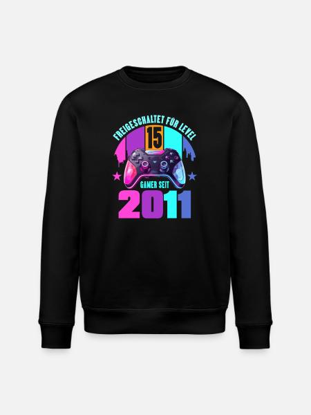 15th Birthday Young Girls - Stanley/Stella ROLLER Unisex Organic Sweatshirt - black