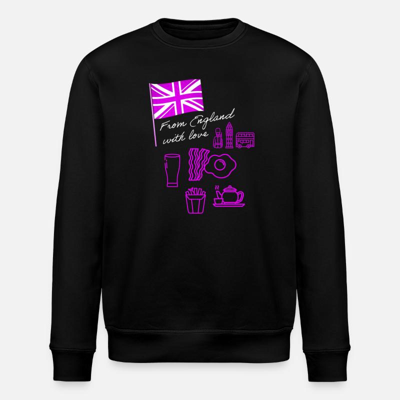 EXANGLIA (Purple + White Text) - Stanley/Stella ROLLER Unisex Organic Sweatshirt - black