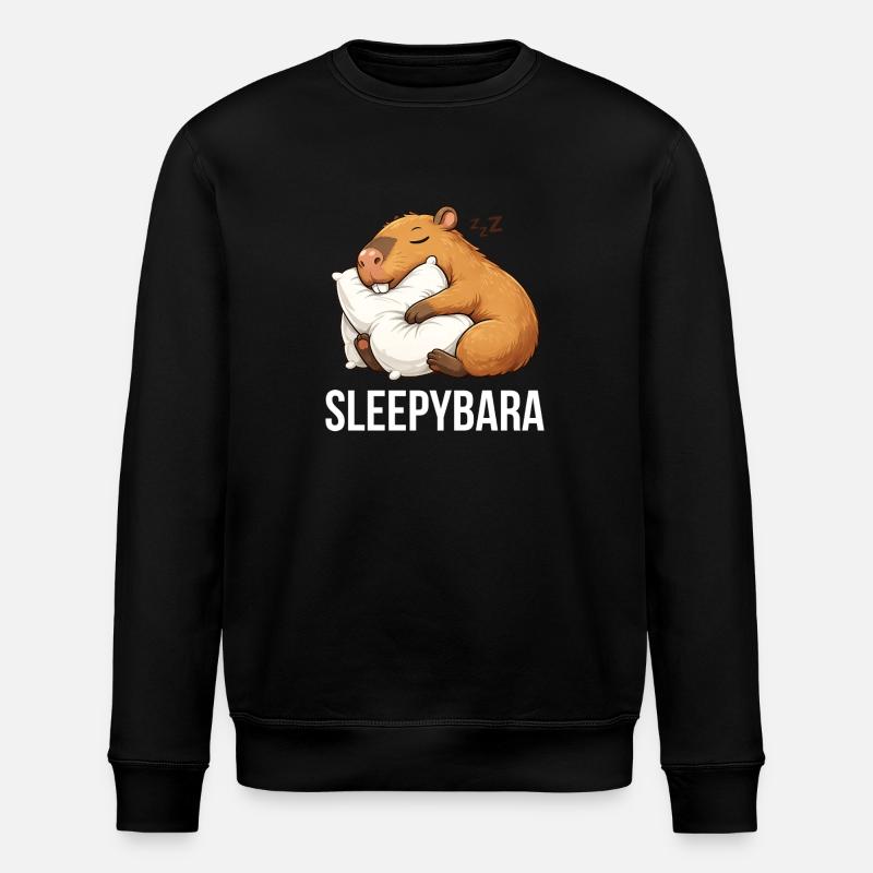 Capybara Schlafen lustig - Stanley/Stella Unisex Bio-Sweatshirt ROLLER - Schwarz