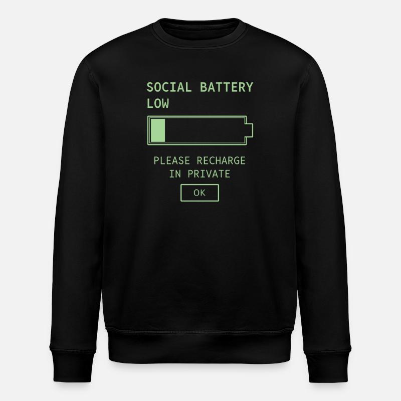 Batterie sociale faible - Sweat bio ROLLER Stanley/Stella Unisexe - noir