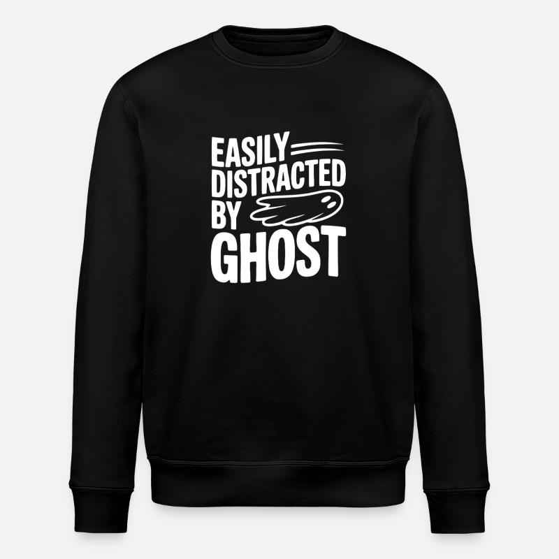 Easily Distracted by Ghost - Stanley/Stella ROLLER Unisex Organic Sweatshirt - black