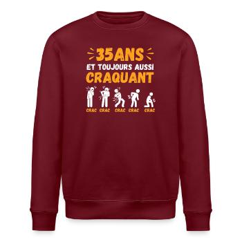 35 Ans Toujours Aussi Craquant Humour Crac - Sweat bio ROLLER Stanley/Stella Unisexe - bordeaux - Devant - Nik (191cm)