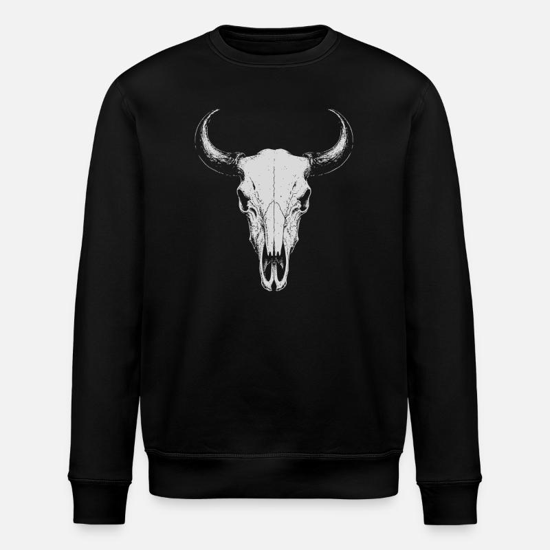 Bull Skull Horns - Stanley/Stella ROLLER Unisex Organic Sweatshirt - black