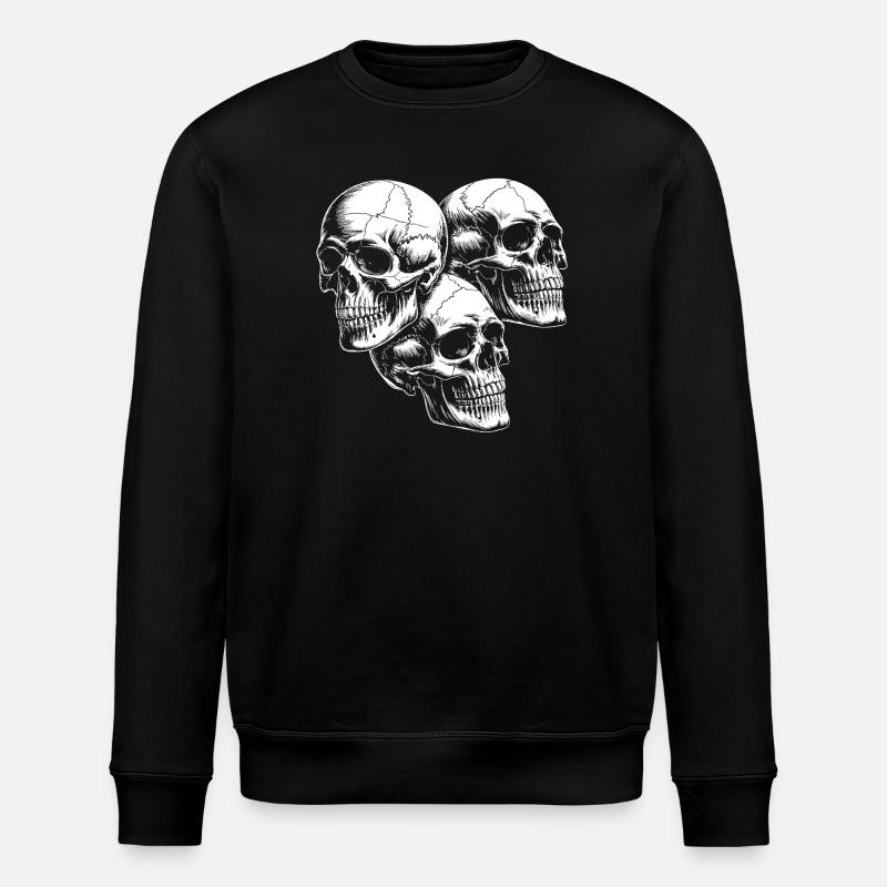 Dreier Schädel Silhouette - Stanley/Stella Unisex Bio-Sweatshirt ROLLER - Schwarz