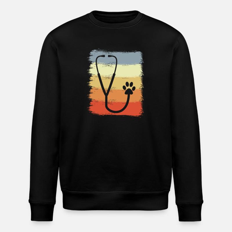 Stethoscope Drawing - Stanley/Stella ROLLER Unisex Organic Sweatshirt - black